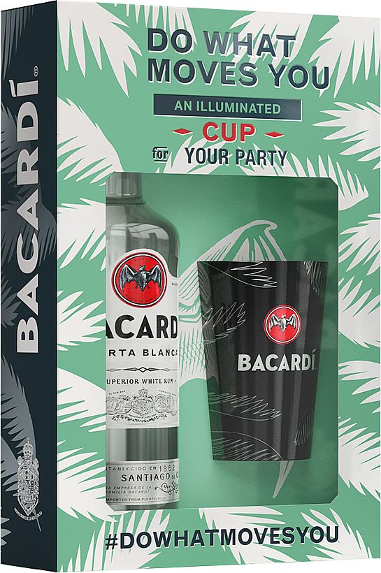 BACARDI CARTA BLANCA 37,5% 0,7L (dárkové balení svítící pohár)