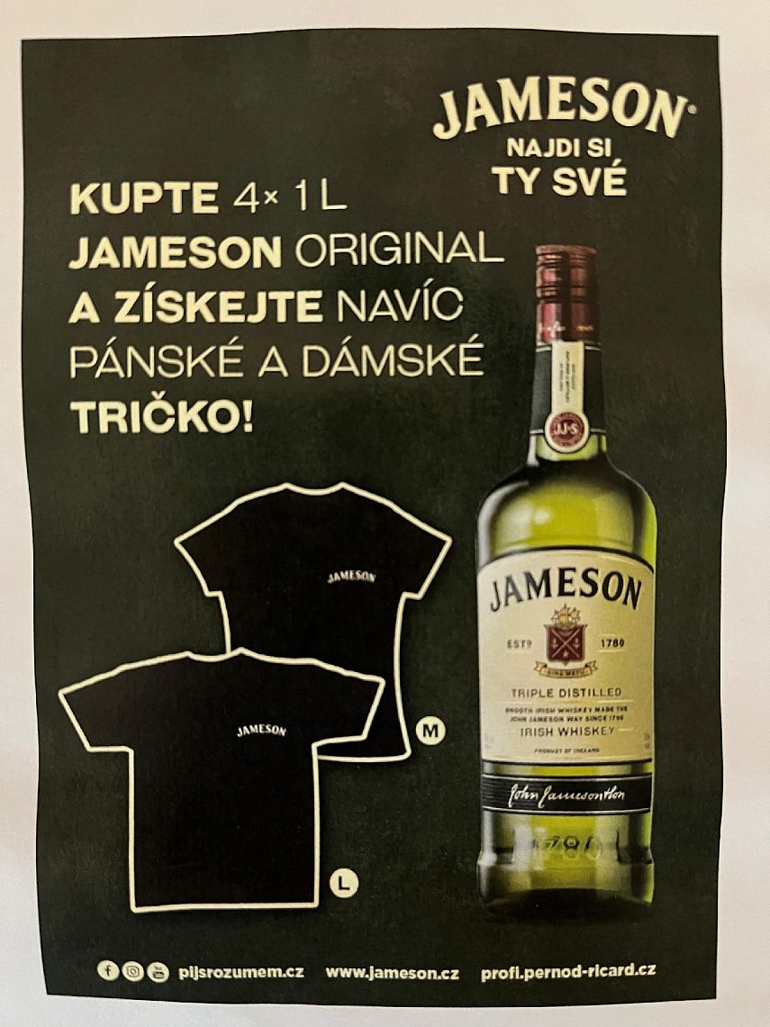 Jameson 4x1L + 2 TRIKA (promoset)