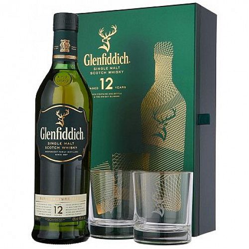 GLENFIDDICH 12y 40% 0,7L (dárkové balení 2 sklenice)