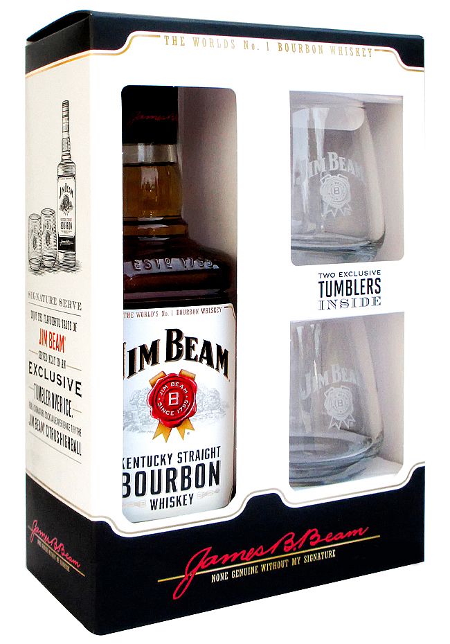 JIM BEAM 40% 0,7L (dárkové balení 2 sklenice)