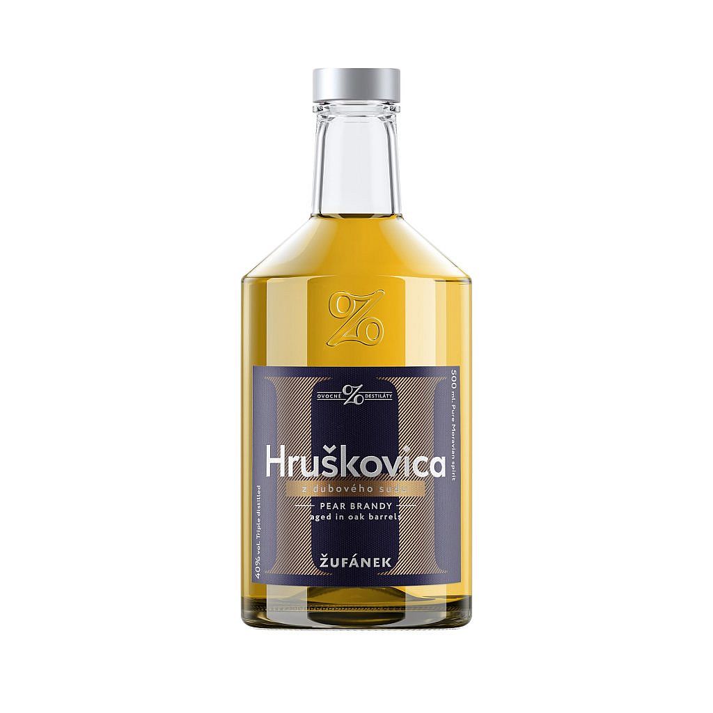 Žufánek Hruškovica z dubového sudu 40% 0,5 l (holá láhev)