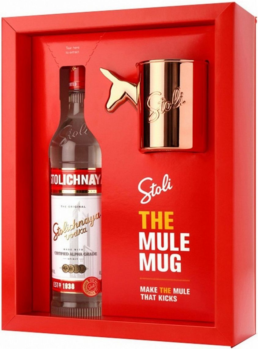 Stolichnaya Vodka Mule Mug 40% 0,7 l (dárkové balení 1 sklenice)