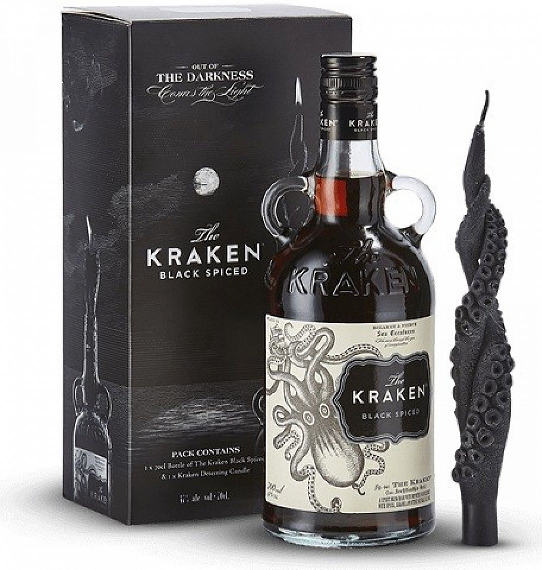 The Kraken Black Spiced 40% 1 l (dárkové balení svíčka)