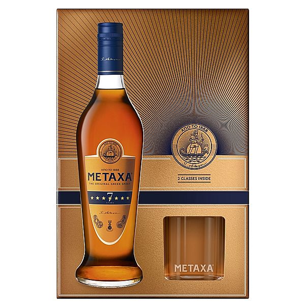 METAXA 7* 40% 0,7L (dárkové balení 2 sklenice)