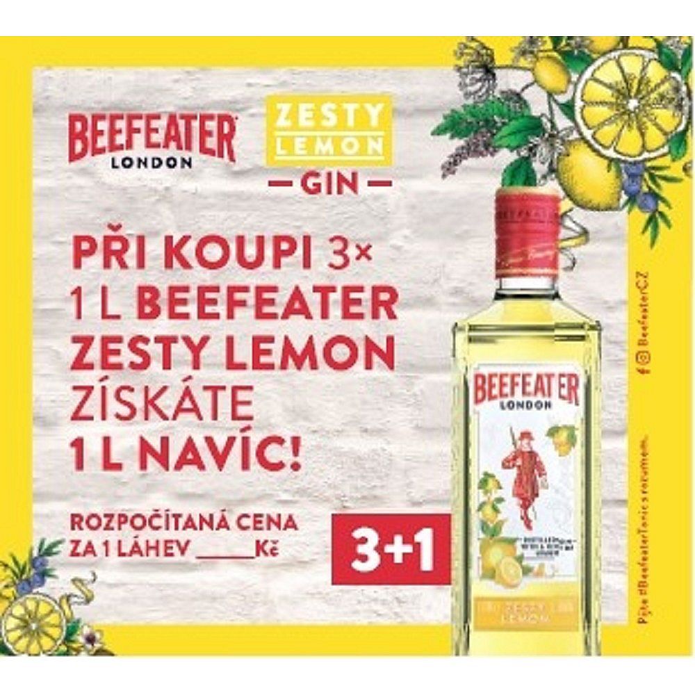 Beefeater promoset (3x Zesty Lemon 1L + navíc Zesty Lemon)