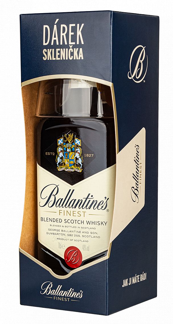 BALLANTINES 40% 0,7L (dárkové balení 1 sklenice)