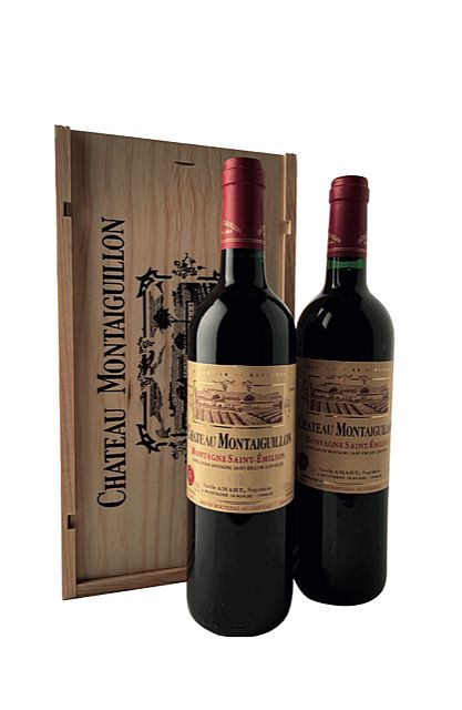 Dřevěná kazeta 2x Château Montaiguillon Montagne St-Émilion 2019