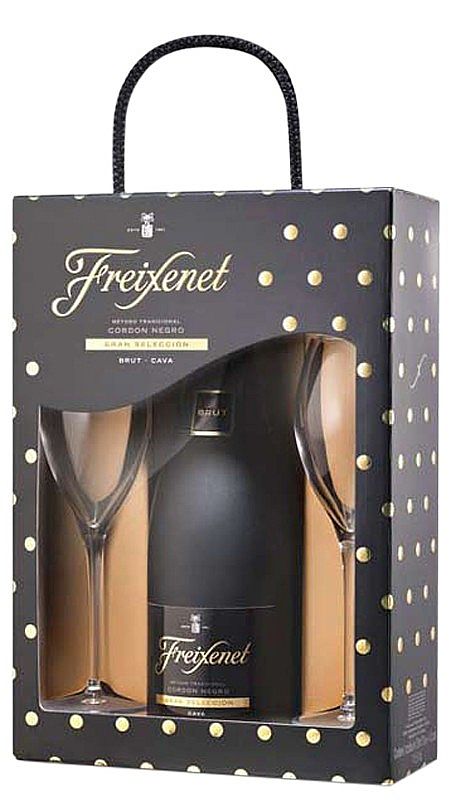 Freixenet Cordon Negro 11,5% 0,75 l (dárkové balení 2 sklenice)