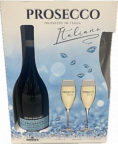 Prosecco Borgomori Frizzante DOC 0,75l (dárkové balení 2 sklenice)