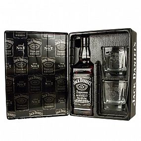 Jack Daniel's plech 40% 0,7 l (dárkové balení 2 sklenice)